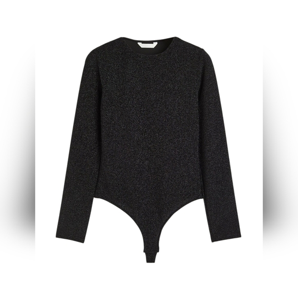 H&M Tops - H&M Shimmering Black Long Sleeve Bodysuit
